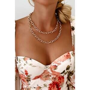 NEW BOHO LOVE layered gold chain necklace in gold